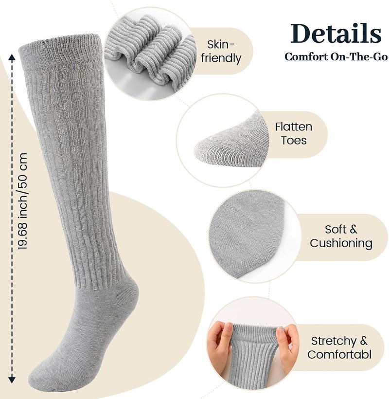 Pleneal 3 Pairs Slouch Socks for Women, Long Slouchy Scrunch Socks, Knit Chunky Boot Sock - Image 4